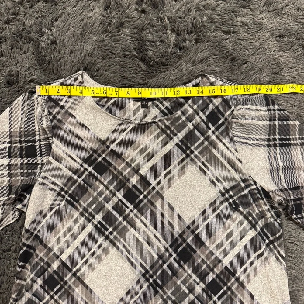 R&K Black and White Plaid Long Sleeve Dress - Picture 4 of 9